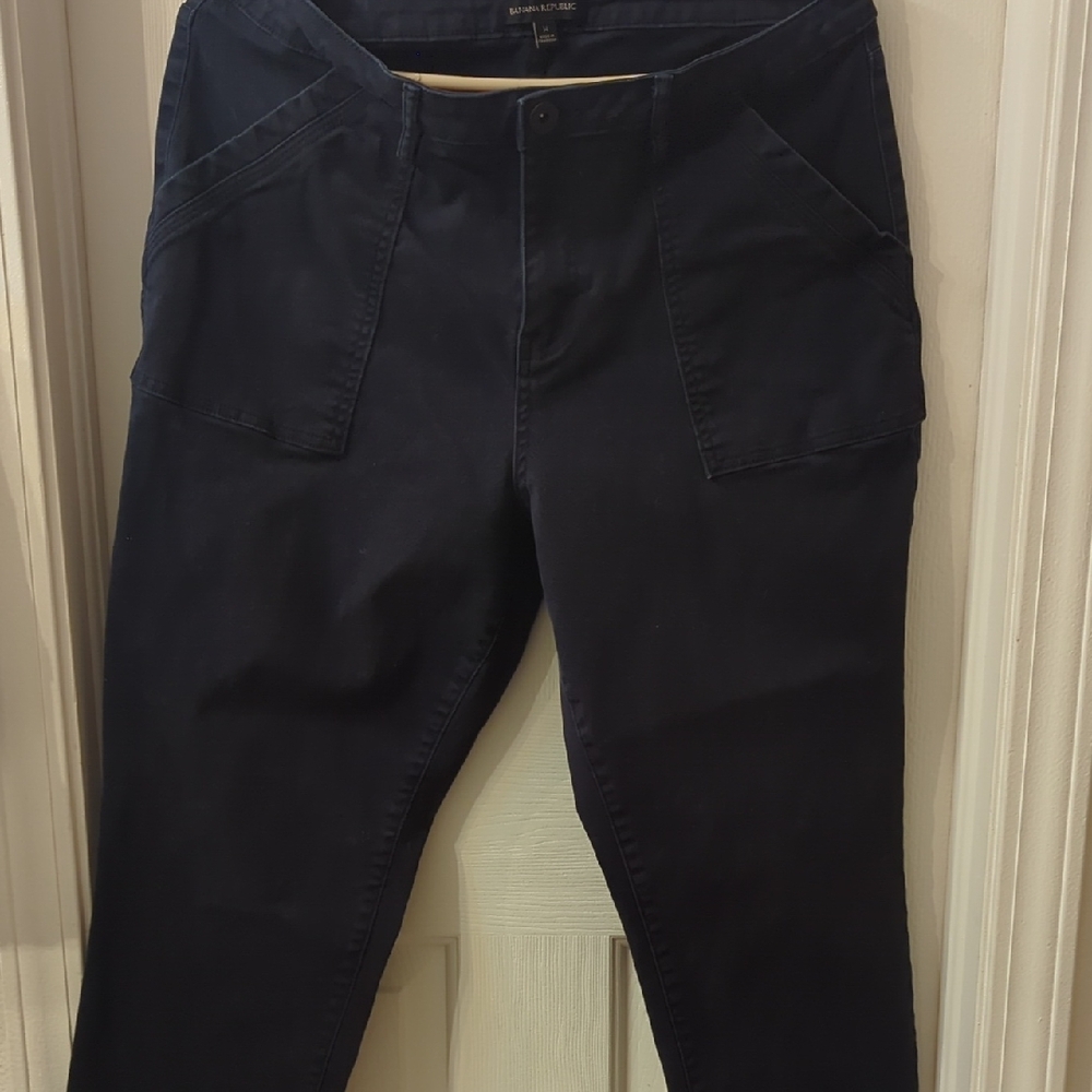 Size 14 Black Casual Pants Utility Pocket Front High Rise‎